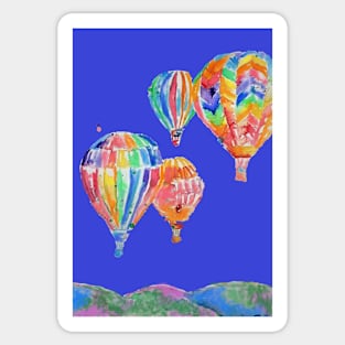 Hot Air Balloon Watercolor Painting on Navy Blue Balloons Sticker